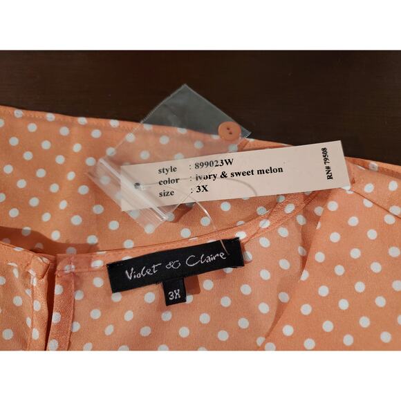 Violet & Claire NWT Polka Dot Sleeveless Blouse Top Womens Plus Size 3X Pink - Picture 6 of 10